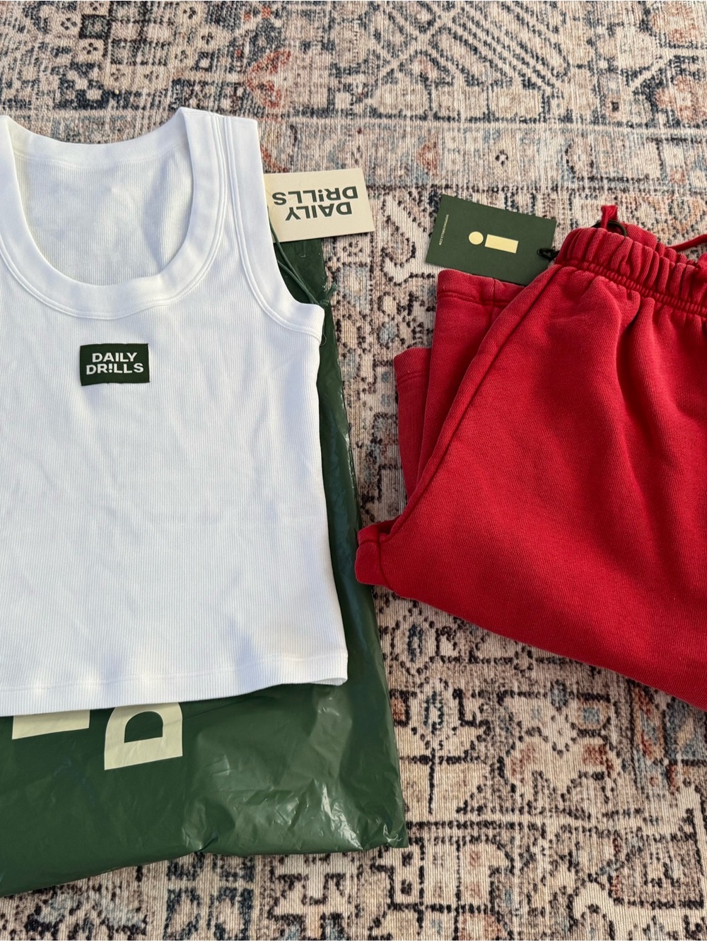 Daily Drills White Ribbed Scoop Tank and Sweatpants